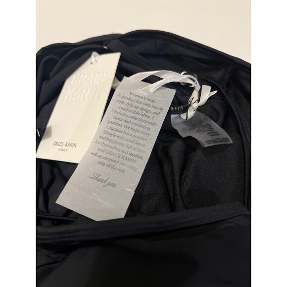 Grace Karin V-neck Tummy Control One Piece Swimdress Swimsuit NWT Size L - Picture 8 of 10